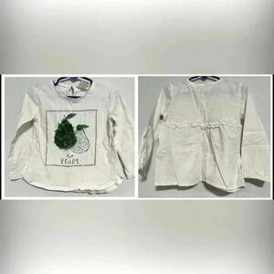 265. Zara baby girl embroidered white blouse set of 2 sz 3/4 years